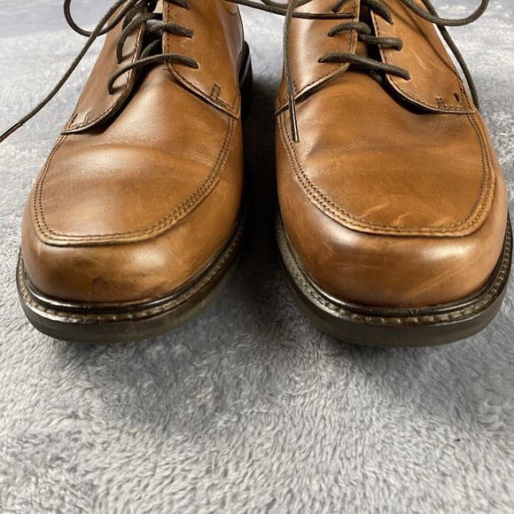 Ecco Apron Toe Dress Shoes Brown Leather Mens Size EU 44 US 10 Business Career - Picture 4 of 11